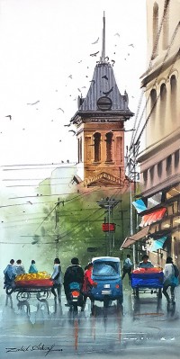 Zahid Ashraf, 12 x 24 inch, Acrylic on Canvas, Cityscape Painting, AC-ZHA-079